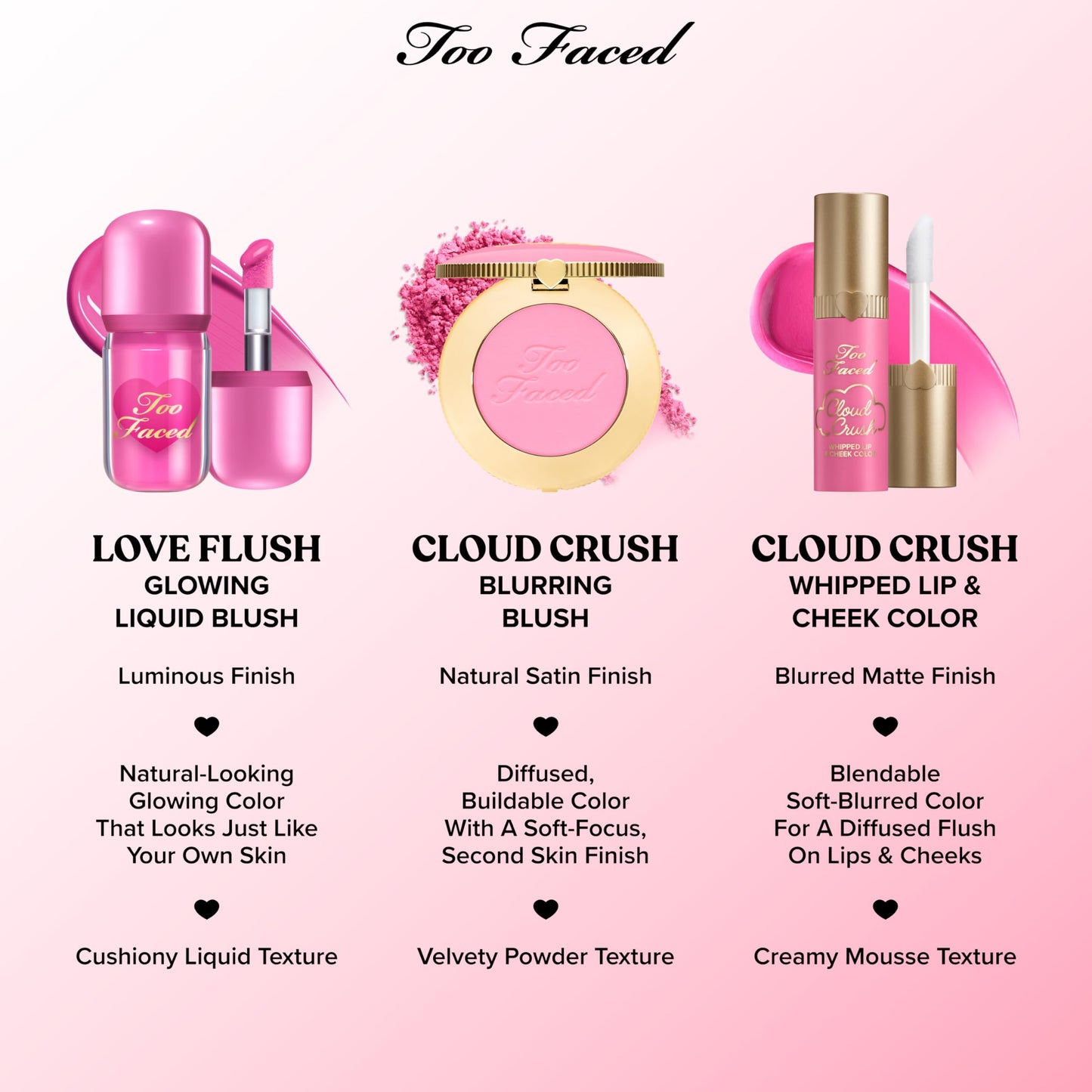 Too Faced Cloud Crush Blurring Blush | Velvety Powder Blush for Cheeks with High-Pigment Formula | 93% Naturally Derived Ingredients, Vegan & Cruelty-Free, Velvet Crush, 0.17 Ounce