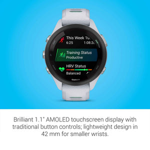 Garmin Forerunner® 265S, Running Smartwatch, 42mm, Whitestone/Neo Tropic