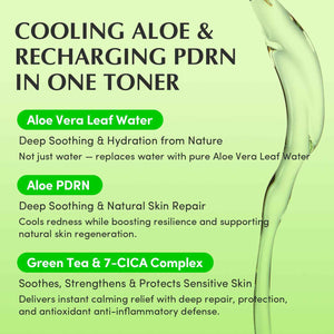 EQQUALBERRY Aloe PDRN Calming Toner, for Sensitive, | Instant Relief & Cooling | Non-Comedogenic & Fungal Acne Safe, Skin Barrier Repair