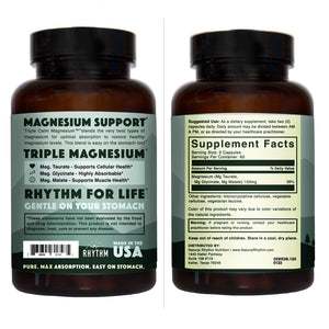 Natural Rhythm Triple Calm Magnesium Complex - 120 Capsules, Chelated Magnesium Glycinate, Taurate & Malate, High Absorption Supplement for Sleep, Stress, Muscle & Heart Support, Non-GMO, Vegan Natural RhythmBuy Supplements Australia
