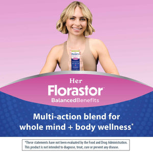 Florastor Probiotics for Women, Digest and De-Stress, Probiotics for Digestive Health, Vaginal Probiotic, and L-Theanine for Mind and Body Wellness, 60 Capsules