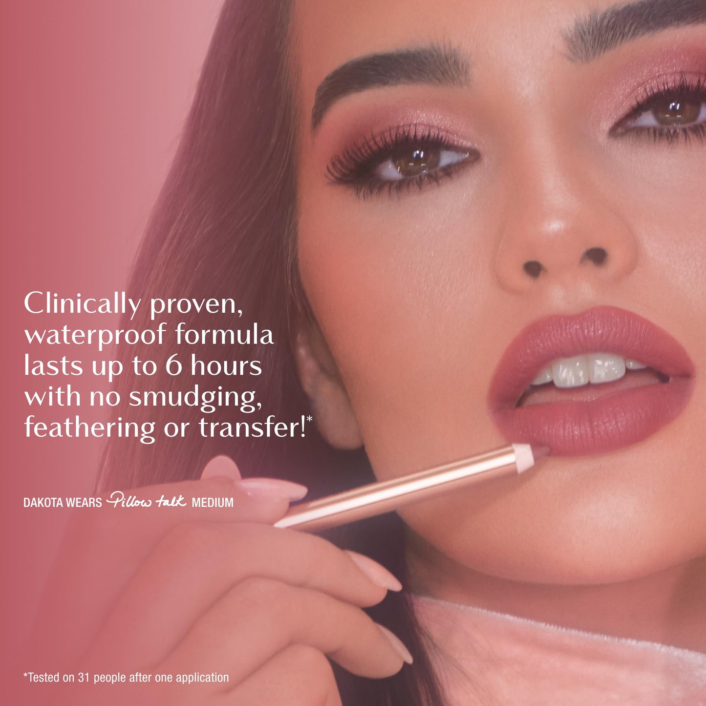 Charlotte Tilbury Lip Cheat Lip Liner Pencil - Creamy Fuller-Looking Lip Pencil with Jojoba Oil & Hyaluronic Acid - Waterproof, Smudge-Proof & Transfer-Proof - 6H Wear - Pillow Talk Medium