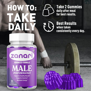 Zanari Gummies, Official Zanari Gummys for Men with All Natural Ingredients, Advanced Formula for Optimal Health & Total Wellness Support with Maximum Strength Active Lifestyle Vitamins (60 Gummies) MJO buy supplements Au