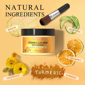 SHVYOG Turmeric Vitamin C Clay Mask with Kaolin Clay for Dull & Blemish-Prone Skin, Deep Cleansing Facial Mask, Face Masks Skincare for Controlling Oil