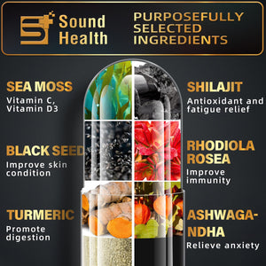 Sea Moss Capsules with Ashwagandha, Turmeric, Bladderwrack, Vitamins C & D for Natural Energy, Sleep Support & Hair Growth, 1200mg Herbal Blend, for Man & Women, Third-Party Tested๏ผ16-in-1 Supplement SoundHealthBuy Supplements Australia