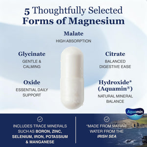 ZnS Health Spectrum 5 Magnesium Complex for Women & Men – 5 Magnesium Complex Supplement with Glycinate, Malate, Citrate & Hydroxide for Sleep, Muscle Recovery & Calm – 500mg Vegan – 60 Capsules ZnS Health buy supplements Au