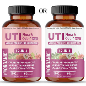 UTI Flora & Odor Pro+ & UTI Yeast & pH Pro+ | Pack of 2 | Vaginal Probiotics for Feminine Hydration & Freshness Support | Third-party Tested, cGMP Facility, Vegan, Non-GMO, Gluten-Free | 60+60 Caps FIRSTORGANIC buy supplements Au