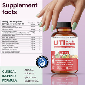 UTI Flora & Odor Pro+ & UTI Yeast & pH Pro+ | Pack of 2 | Vaginal Probiotics for Feminine Hydration & Freshness Support | Third-party Tested, cGMP Facility, Vegan, Non-GMO, Gluten-Free | 60+60 Caps FIRSTORGANIC buy supplements Au