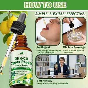 Vita PLynxera GHK-CU Peptide Supplement Liquid Drops, Premium 6-in-1 GHK CU Copper Peptides w. Marine Collagen Hyaluronic Acid Biotin for Anti-Aging, Skin Hair Growth Support, Oral Drops丨Women Men Vita PLynxeraBuy Supplements Australia