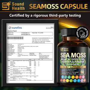 Sea Moss Capsules with Ashwagandha, Turmeric, Bladderwrack, Vitamins C & D for Natural Energy, Sleep Support & Hair Growth, 1200mg Herbal Blend, for Man & Women, Third-Party Tested๏ผ16-in-1 Supplement SoundHealthBuy Supplements Australia