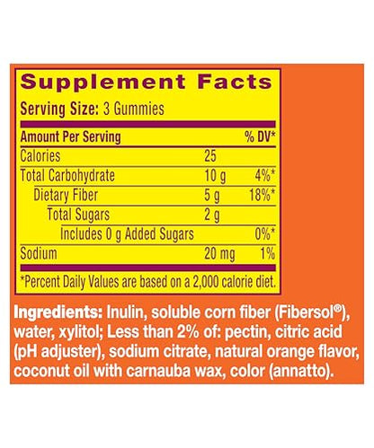 Metamucil Fiber Gummies for Adults, No Sugar Added Orange Flavor, 5g Prebiotic Plant Based Fiber Supplement Blend, 120 Count