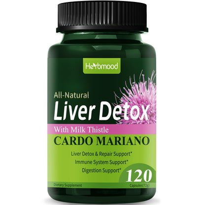 Herbmood Silymarin Milk Thistle Liver Detox Capsules for Fatty Liver, Alcachofa y Cardo Mariano con Silimarina para el Higado Graso, Liver Cleanse Detox & Repair Formula
