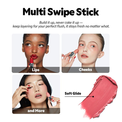 TIRTIR Mood Glider Lip & Blush Stick | Multi Use for Lip and Cheek with Creamy Buildable Texture and Natural Glow Color #06 Fuchsia Flash, 0.13Oz