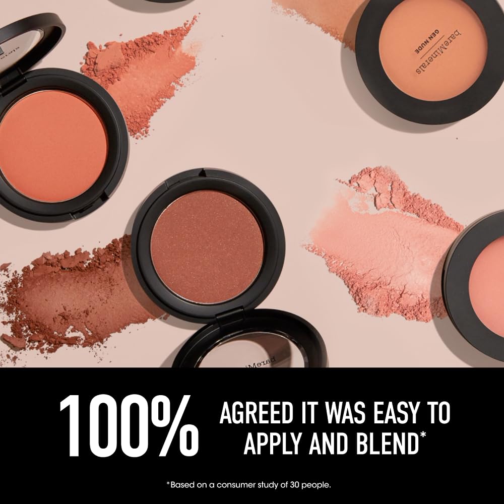 bareMinerals Gen Nude Powder Blush, On the Mauve, Vegan, Cruelty-Free & Dermatologist-Tested