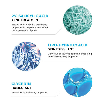 La Roche-Posay Effaclar Medicated Gel Cleanser,2% Salicylic Acid Cleanser + LHA + Glycerin,Foaming Acne Face Wash,Helps Clear & Prevent Acne Breakouts,