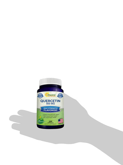 aSquared Nutrition Quercetin 500mg Supplement - 200 Capsules - Quercetin Dihydrate to Support Cardiovascular Health - Max Strength Powder Complex