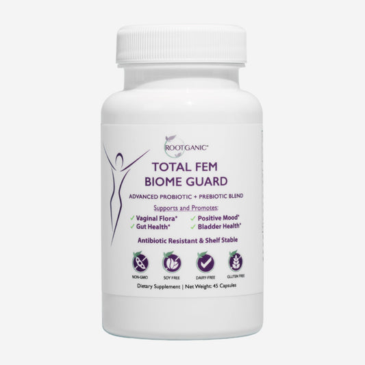 Rootganic Total Fem Biome Guard Pre+Probiotics for Women - Spore-Based Women's Probiotic with Prebiotics for Superior Vaginal Health Supplement and Gut Support - 45 Servings