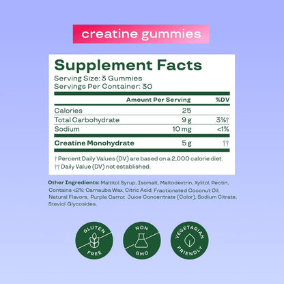 Bloom Creatine Monohydrate Gummies, 5g Per Serving, Sugar Free Creatine Gummy for Workout, Strength, Cognitive Health & Lean Muscle Support, Gluten Free & Non GMO,