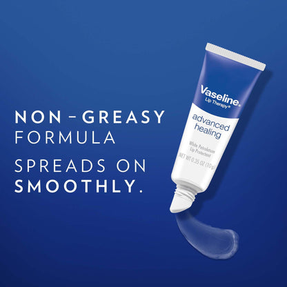 Vaseline Lip Therapy Advanced Healing 3-Pack – White Petroleum Moisturizing Lip Balm for Extremely Dry Lips, 0.35 Oz Ea