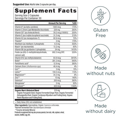 Ancient Nutrition Multivitamin for Men, Men's Fermented Multivitamin with Methylated Vitamin A, C, D, E, K, Zinc & Magnesium, Immune Support, Vegan, 60 Ct Ancient Nutrition buy supplements Au