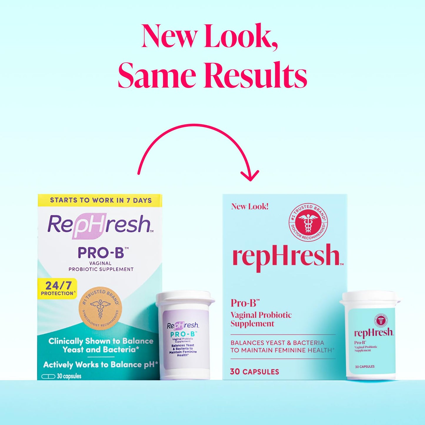 Rephresh Pro-B Vaginal Probiotic Supplement, pH Balance, Probiotics for Women, Balances Yeast and Bacteria to Maintain Feminine Health, Daily Oral Capsules, 30 Count (Pack of 2)
