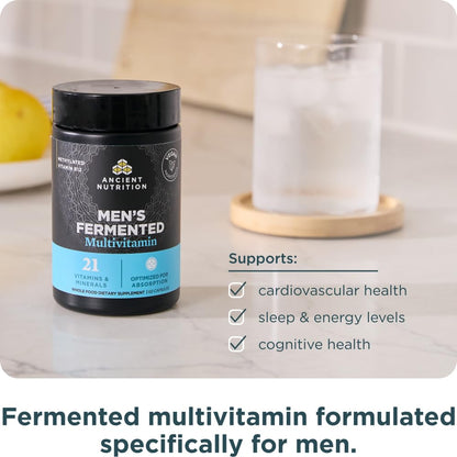 Ancient Nutrition Multivitamin for Men, Men's Fermented Multivitamin with Methylated Vitamin A, C, D, E, K, Zinc & Magnesium, Immune Support, Vegan, 60 Ct Ancient Nutrition buy supplements Au