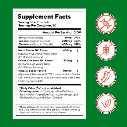 Vitapia Nopal Cactus Extract for Antioxidant, Skin, Metabolism, Wellness, Heart Health Support - 60 Multi Capsules