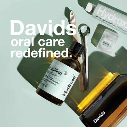 Davids Nano Hydroxyapatite Oil Pulling Oral Rinse Mouthwash, 100% MCT Coconut Oil, Promotes Teeth and Gum Health, Natural Whitening, Essential Oils