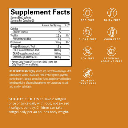 BRAINMD Dr Amen Omega-3 Power - 60 Capsules - Joint & Immune Support Supplement - Contains DHA & EPA - Gluten Free - 30 Servings