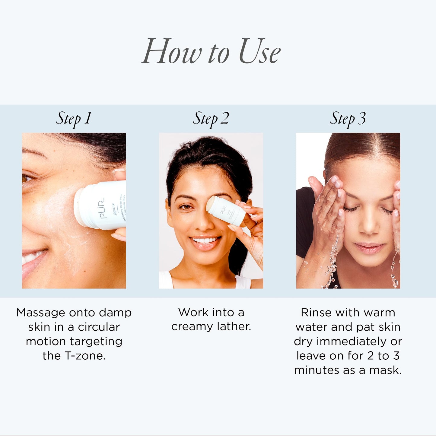 PÜR MINERALS Face Clay Mask Stick - Exfoliating Deep Cleanser Joystick Clay Mask for Pores & Blackheads - Facial Cleanser Skincare with Moroccan Clay