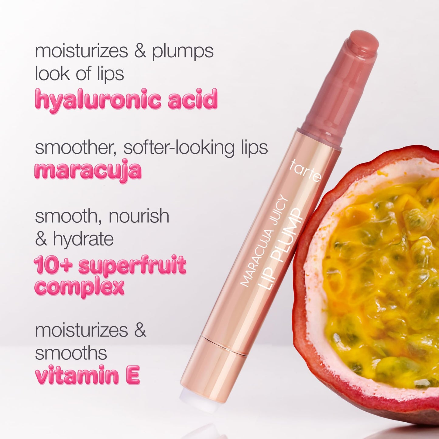tarte maracuja juicy lip plump – Hydrating & Volumizing Lip Plumper Gloss Balm with Nourishing Hyaluronic Acid, Plumps & Moisturizes, Vegan & Cruelty-Free, full size, honeysuckle