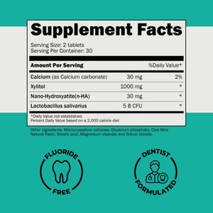 Cavity Protection Chewable Tablet - for Healthy Teeth & Gums - Fresh Breath - Nano Hydroxyapatite - Xylitol - Oral Probiotic Supplement