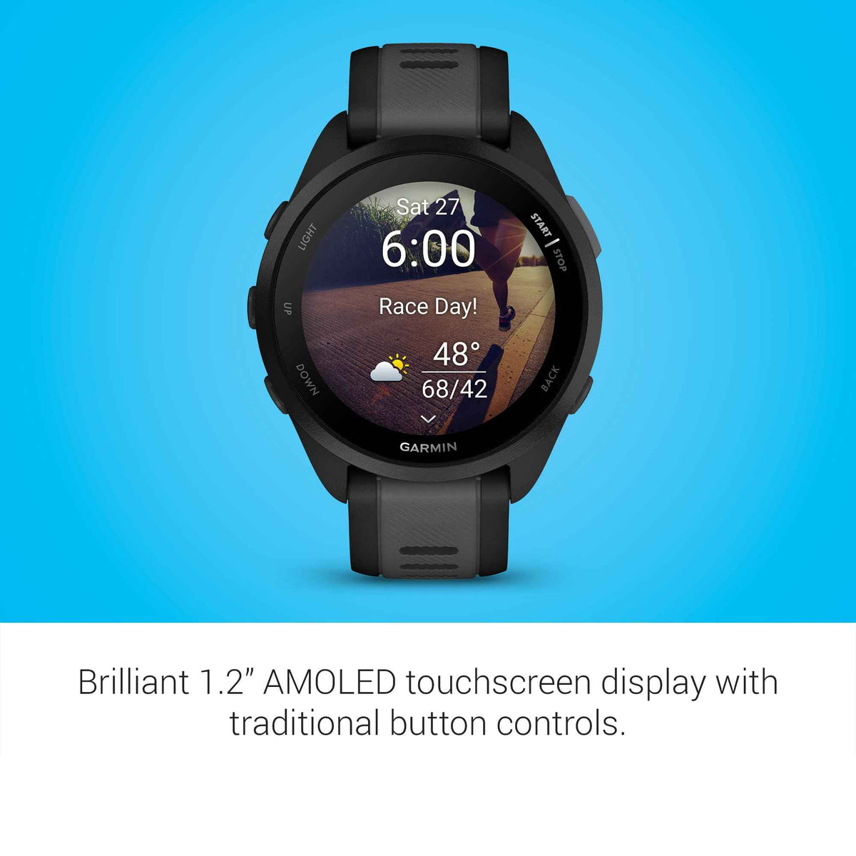 Garmin Forerunner® 165, Running Smartwatch, 43mm, Black