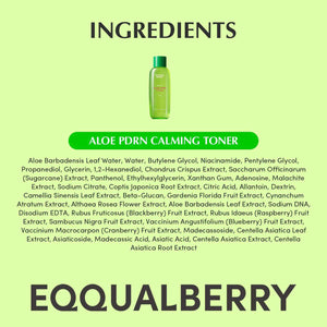 EQQUALBERRY Aloe PDRN Calming Toner, for Sensitive, | Instant Relief & Cooling | Non-Comedogenic & Fungal Acne Safe, Skin Barrier Repair