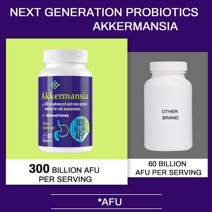 300 Billion AFU Akkermansia Muciniphila - A Live Probiotics for Women and Men, Supports GLP-1, Digestive Gut, Immune & Overall Health, Enhances* Gut Digestive Lining function, 60 Count (Pack of 1)