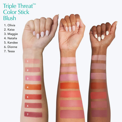 Thrive Causemetics Triple Threat Color Stick: Cream Blush Stick with Vitamin E, Evening Primrose Oil, Waterproof Smudge Proof Face Makeup Formula, Maggie (Rose Shimmer)