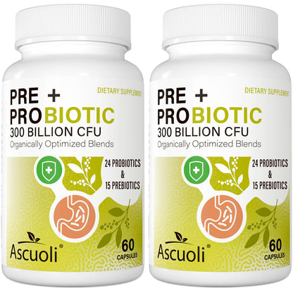 Probiotics for Women & Men - 300 Billion CFU, 24 Strains + 15 Organic Herbs Prebiotics Blend, Daily Probiotic for Digestive Health, Immune, Gut, Bloating - 120 Vegetarian Capsule (120-Days Supply)
