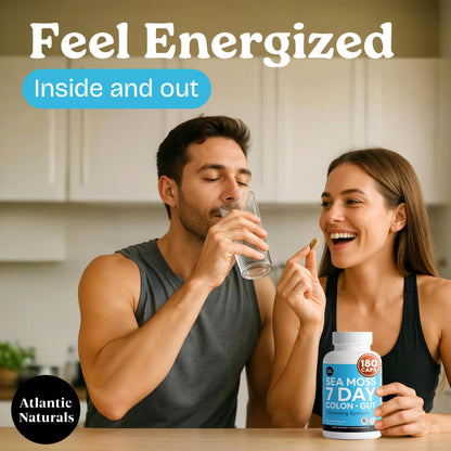 Atlantic Naturals Sea Moss 7 Day Colon & Gut | Enriched with Psyllium Husk, Senna Powder, Turmeric & Herbs | Supports Digestive Health, Bloating, & Natural Flushing
