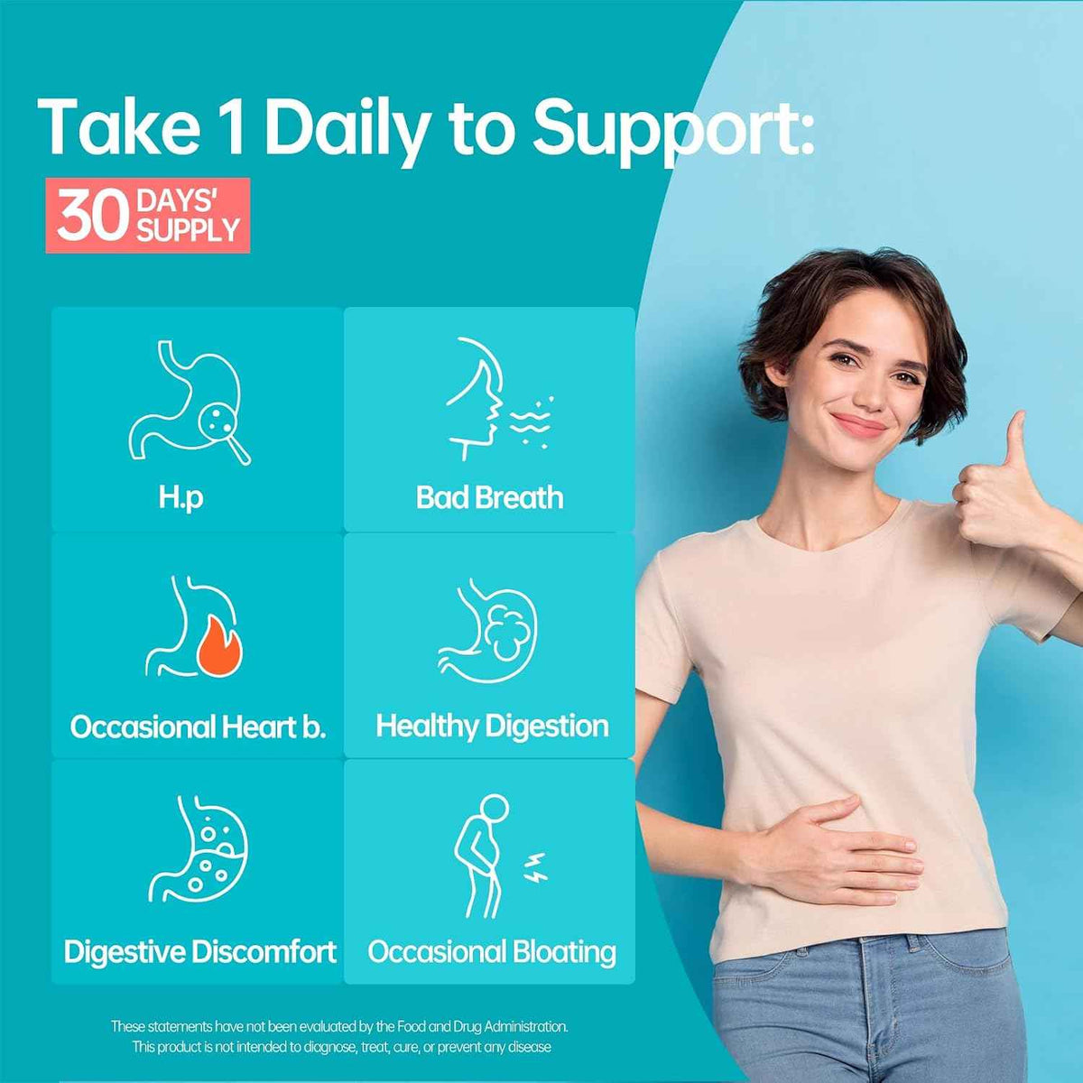 5-in-1 High Potency H. Pylori Probiotic, 1 Per Day - Supports Gastric Lining Integrity, Occasional Indigestion, Acid Comfort - Pylopass Lactobacillus Reuteri, Gluten Free, Vegan, 30ct, Made in Germany