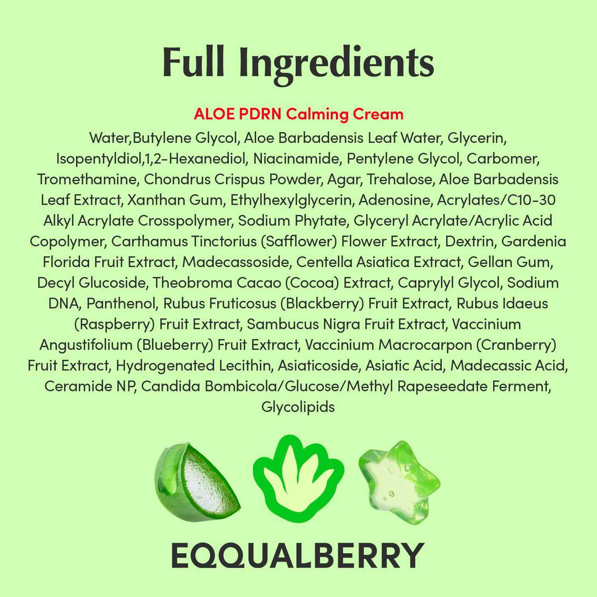 EQQUALBERRY ALOE PDRN Calming Cream | 7% Aloe PDRN & 10% Aloe Vera Water + 5-Cica | Cooling Gel Moisturizer for Oily Skin, Barrier Repair & Blemish Marks