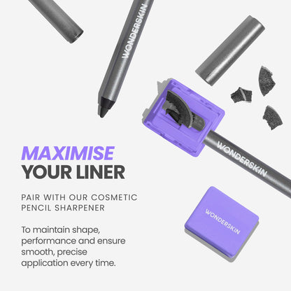 Wonderskin Eyeliner Pencil, 1440 Longwear Blue Purple Eyeliner Pencil - Waterproof, Sharpenable & Smudge Proof