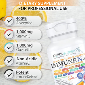 (90 Capsules), NAC 600mg, Quercetin 1,000mg, Vitamin C 500mg, Zinc 50mg, Vitamin D3 5,000iu, Selenium, Copper, Acerola, Ginger, Rutin, Citrus Bioflavonoids, Rose Hips, Echinacea, Immune N Plus 15 in 1 KAPPA NUTRITIONBuy Supplements Australia