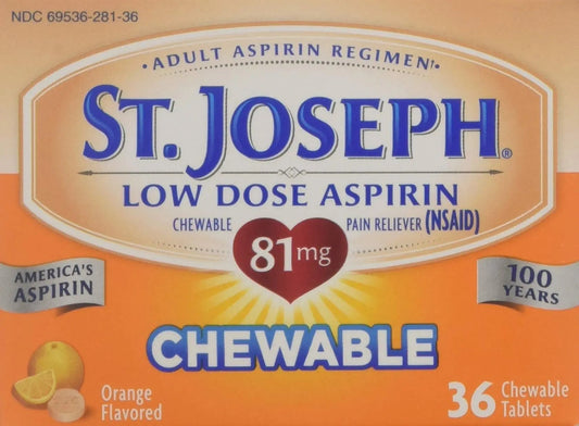 St. Joseph Orange Chewable 81mg Aspirin, 36 Tablets (Pack of 6) St. JosephBuy Supplements Australia