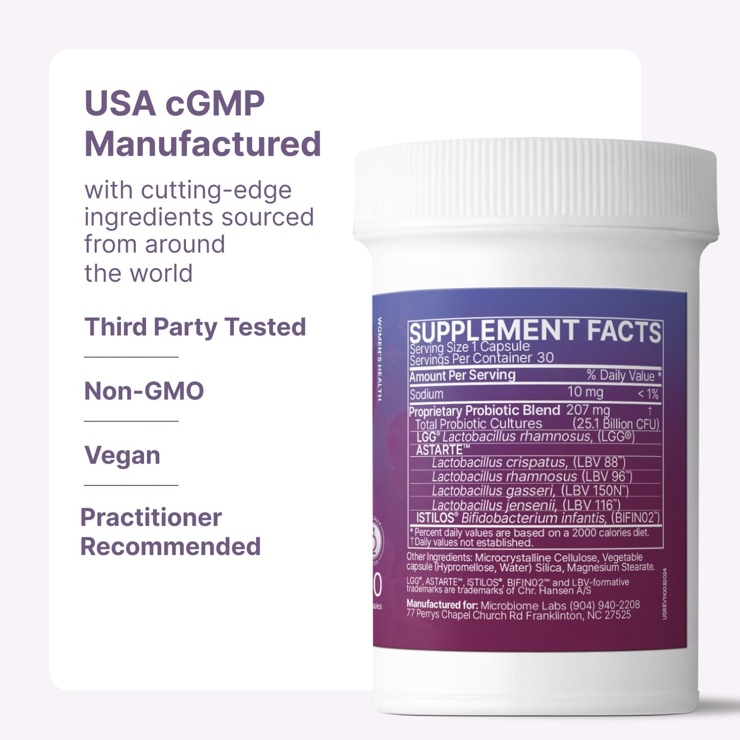 Microbiome Labs Pregnancy Support - Prenatal & Postpartum Probiotics for Women - Probiotic Supplements to Support Gut Health & A Balanced Vaginal Microbiome Through Breastfeeding (30 Capsules)