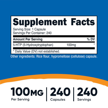 Nutricost 5-HTP 100mg, 240 Vegetarian Capsules (5-Hydroxytryptophan) - Non-GMO & Gluten Free