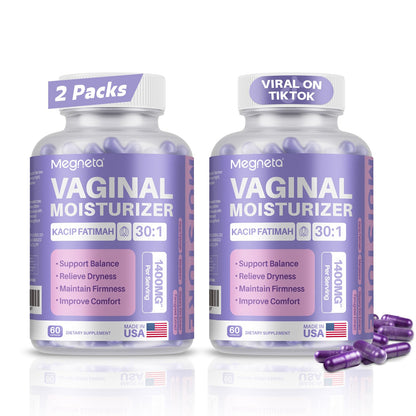 MEGNETA Vaginal Moisturizer, Kacip Fatimah 1,000mg & Manjakni 200mg for Female Health, Slippery Elm for Women, Vegan, 120 Capsules