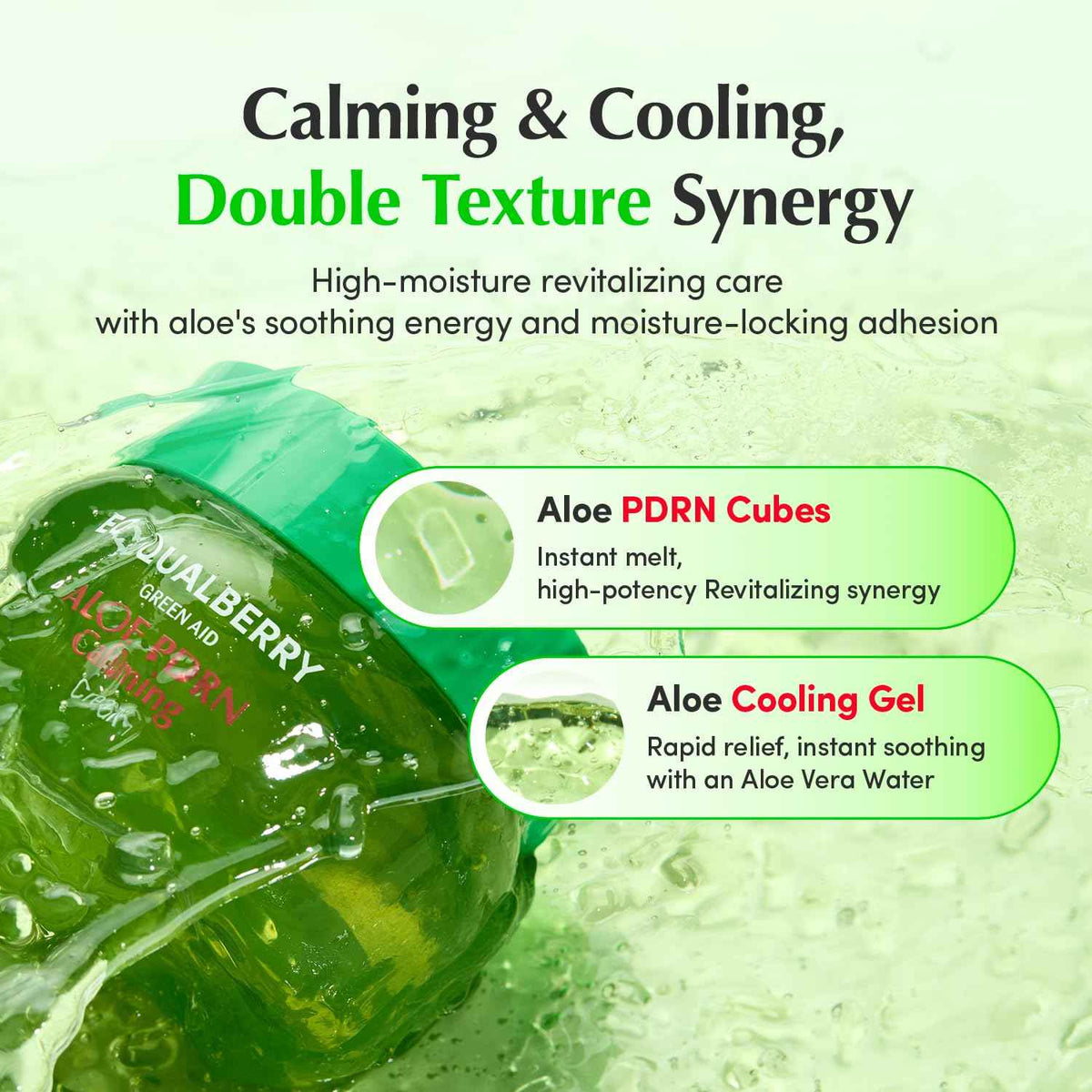 EQQUALBERRY ALOE PDRN Calming Cream | 7% Aloe PDRN & 10% Aloe Vera Water + 5-Cica | Cooling Gel Moisturizer for Oily Skin, Barrier Repair & Blemish Marks