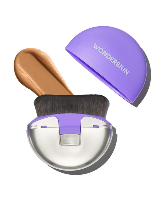 Wonderskin Dial-It-Up Brush – Adjustable 3-in-1 Makeup Brush for Foundation, Powder & Creams – Sheer to Full Coverage – Ergonomic Precision Design