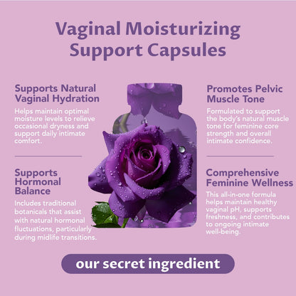 MEGNETA Vaginal Moisturizer, Kacip Fatimah 1,000mg & Manjakni 200mg for Female Intimate Health, Slippery Elm for Women, Vegan, 60 Capsules