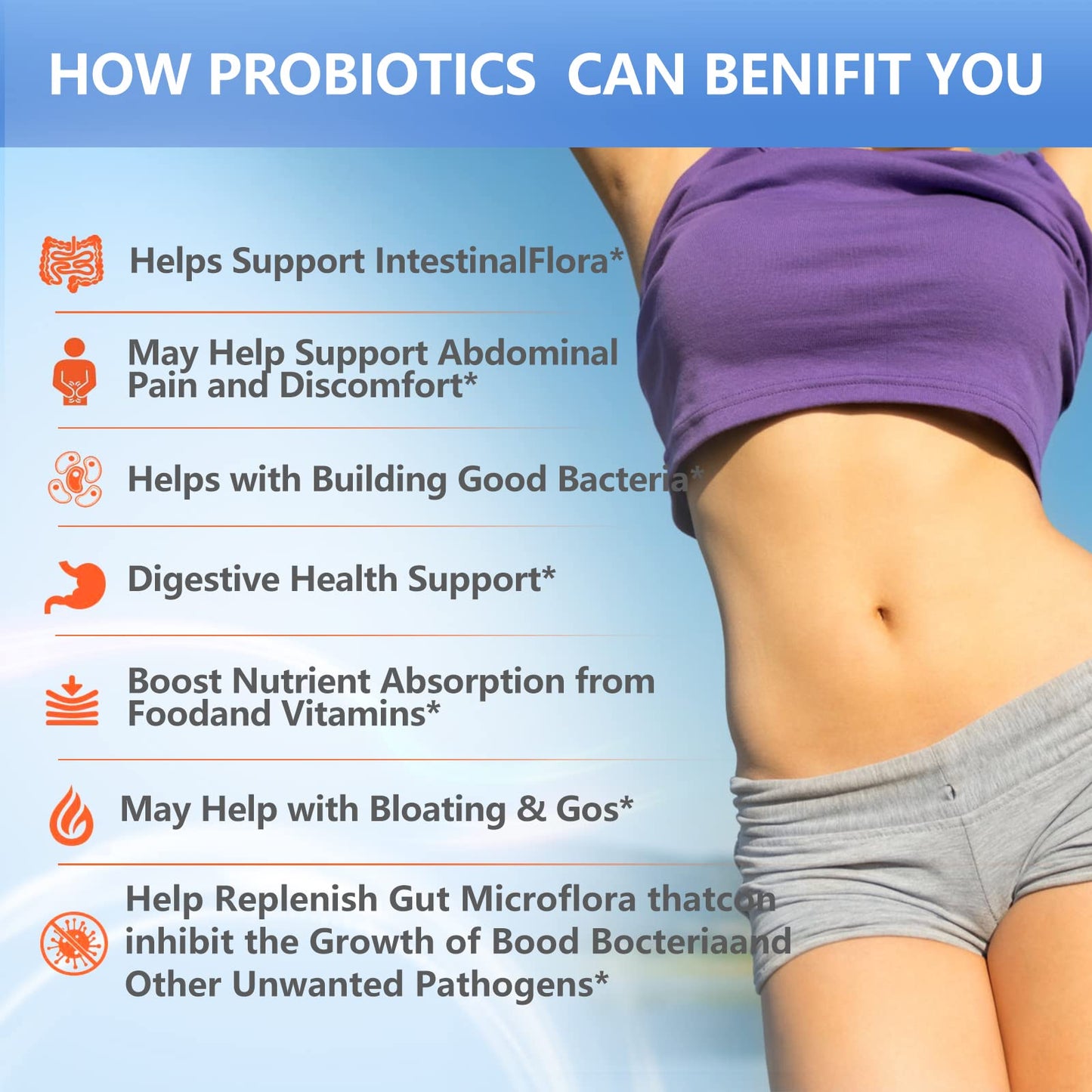 OMOGS Probiotics 180 Billion CFUs 18 Strains, 3 Prebiotics, Helps Digestive, Gut Health, Immune, Supports Occasional Constipation, Diarrhea & Gas